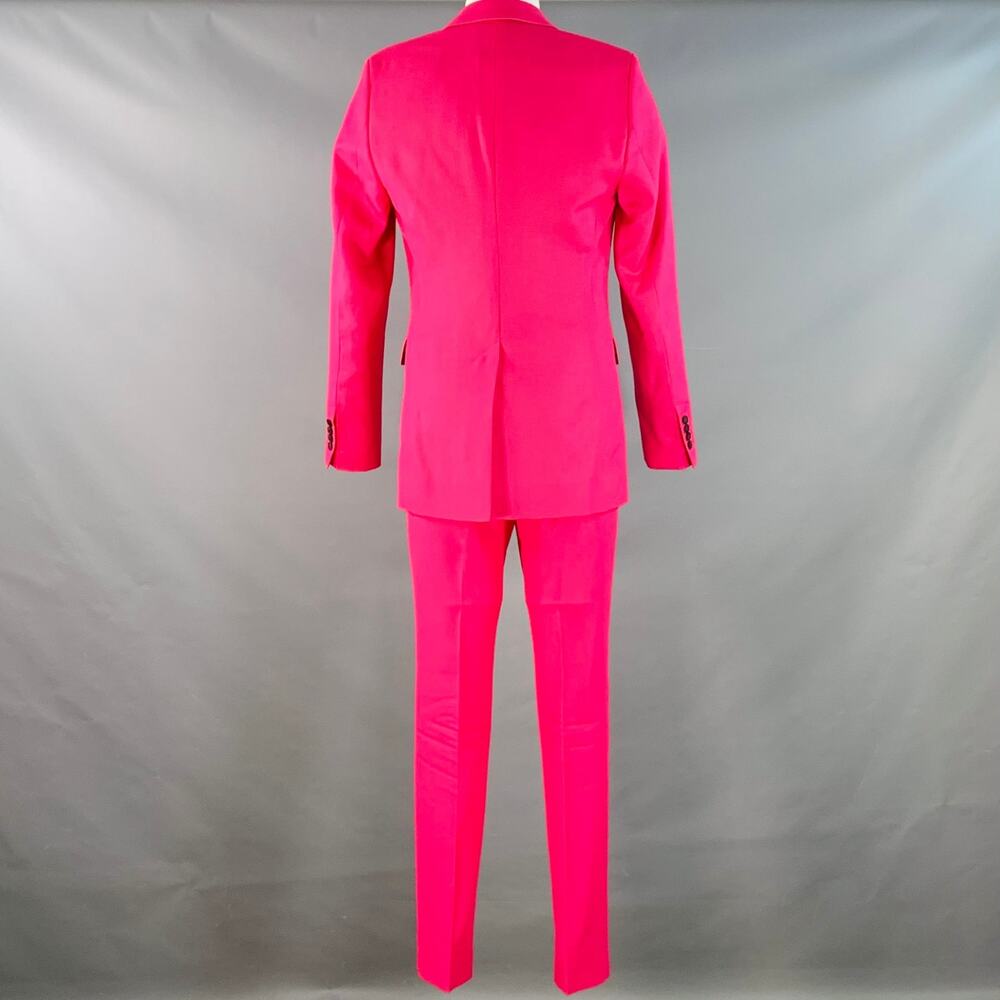 AMI by ALEXANDRE MATTIUSSI Size 36 Fuchsia Pink Black Wool Peak Lapel Suit - Picture 4 of 15